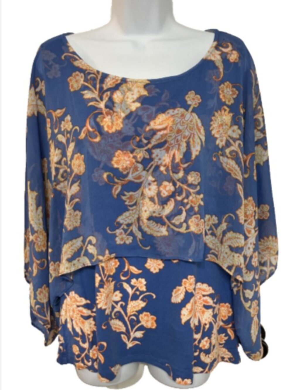 Ruby Rd. Ladies 1X Multicolor Double Layer round neck Blouse
